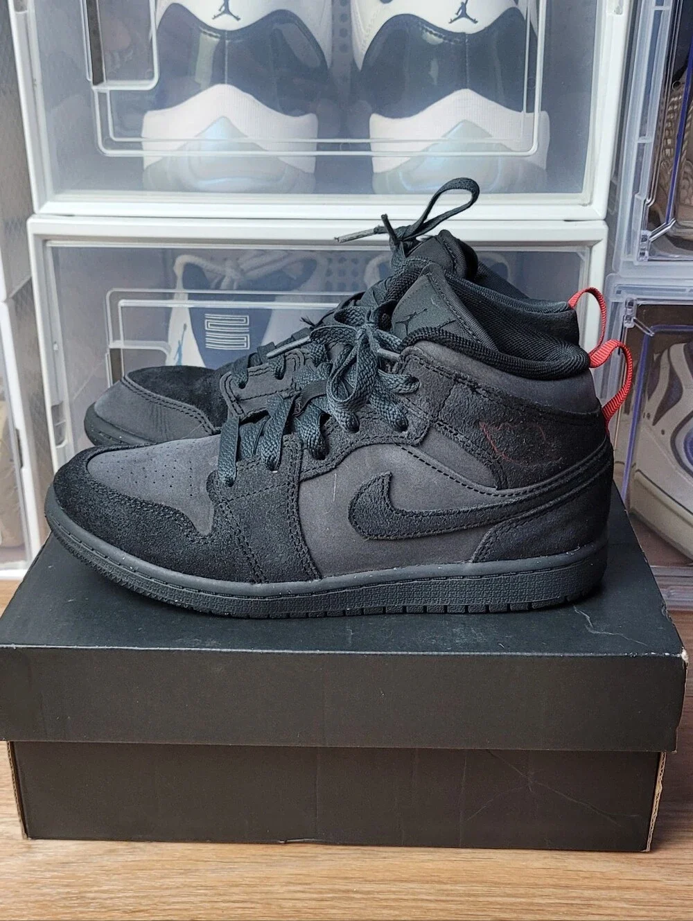 Little Kid's Jordan 1 Mid SE Craft DK Smoke Grey/Black (FQ7754 001)
